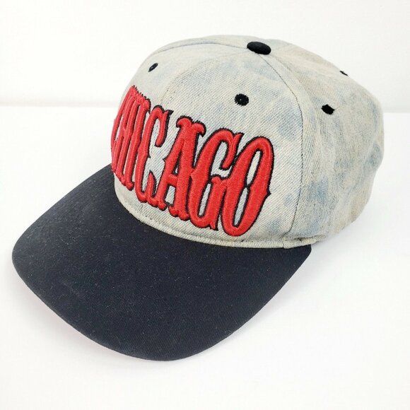 Chicago MU:KA Embroidered Distressed Acid Wash Snapback Cap Hat MUKA EUC - Picture 8 of 12